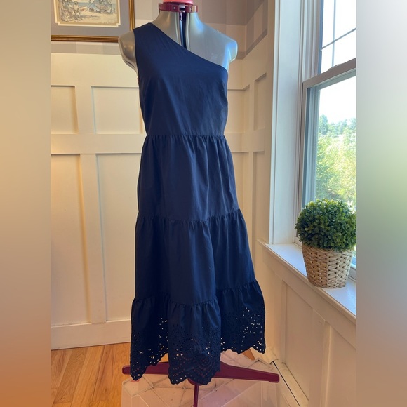 GAP One-Shoulder Black Cotton Dress Size 14P - Picture 3 of 8